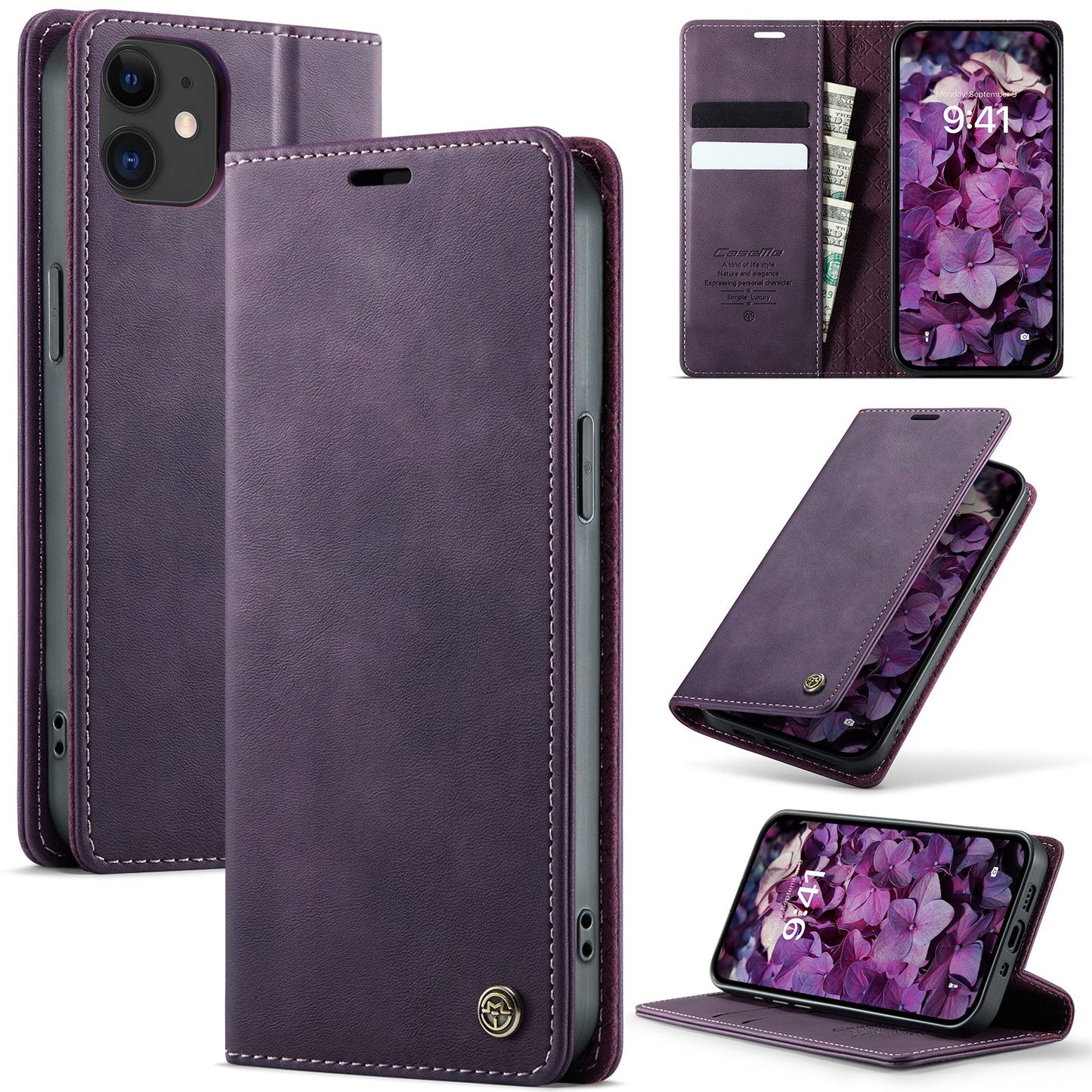 New RFID Blocking Card Holder Leather Phone Case for iPhone 12 Mini