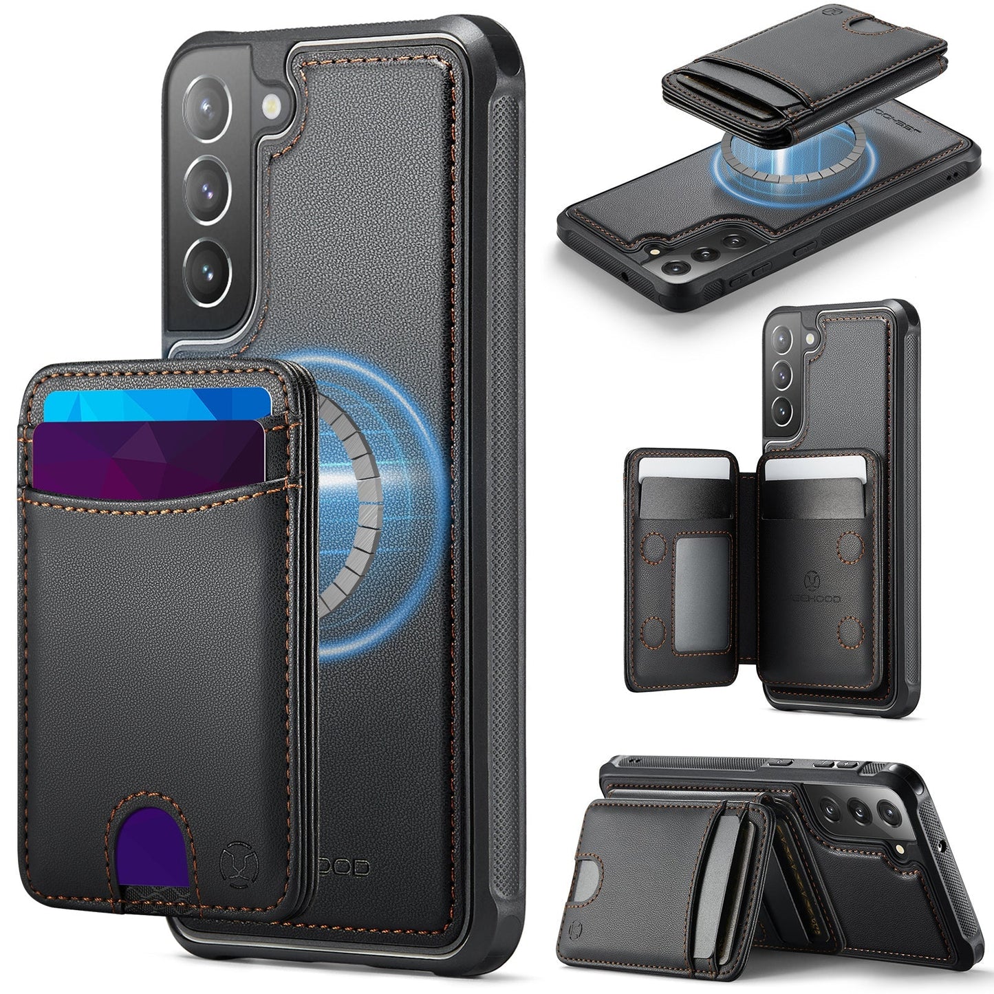 New 2-in-1 RFID Blocking Card Holder Leather Phone Case for Samsung Galaxy S22