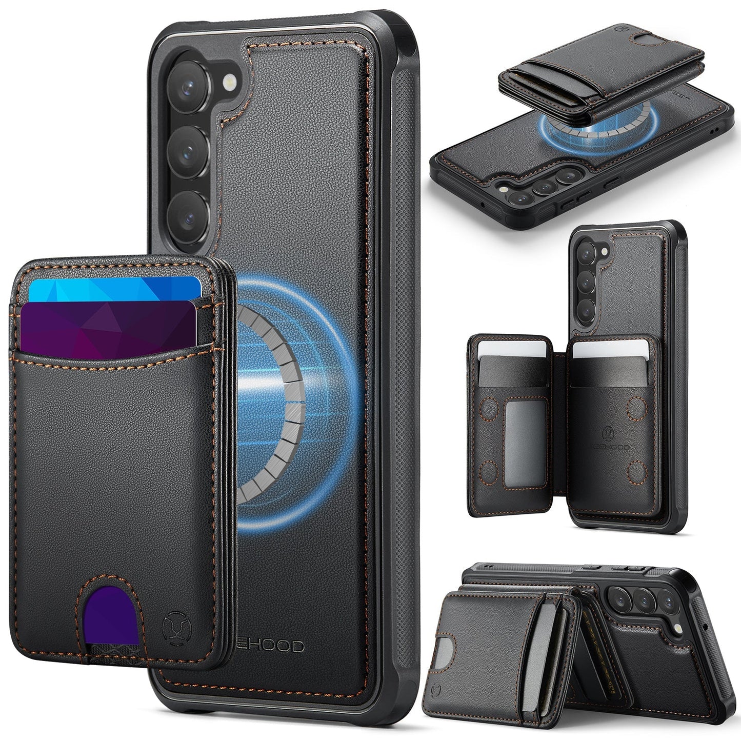 New 2-in-1 RFID Blocking Card Holder Leather Phone Case for Samsung Galaxy S23+
