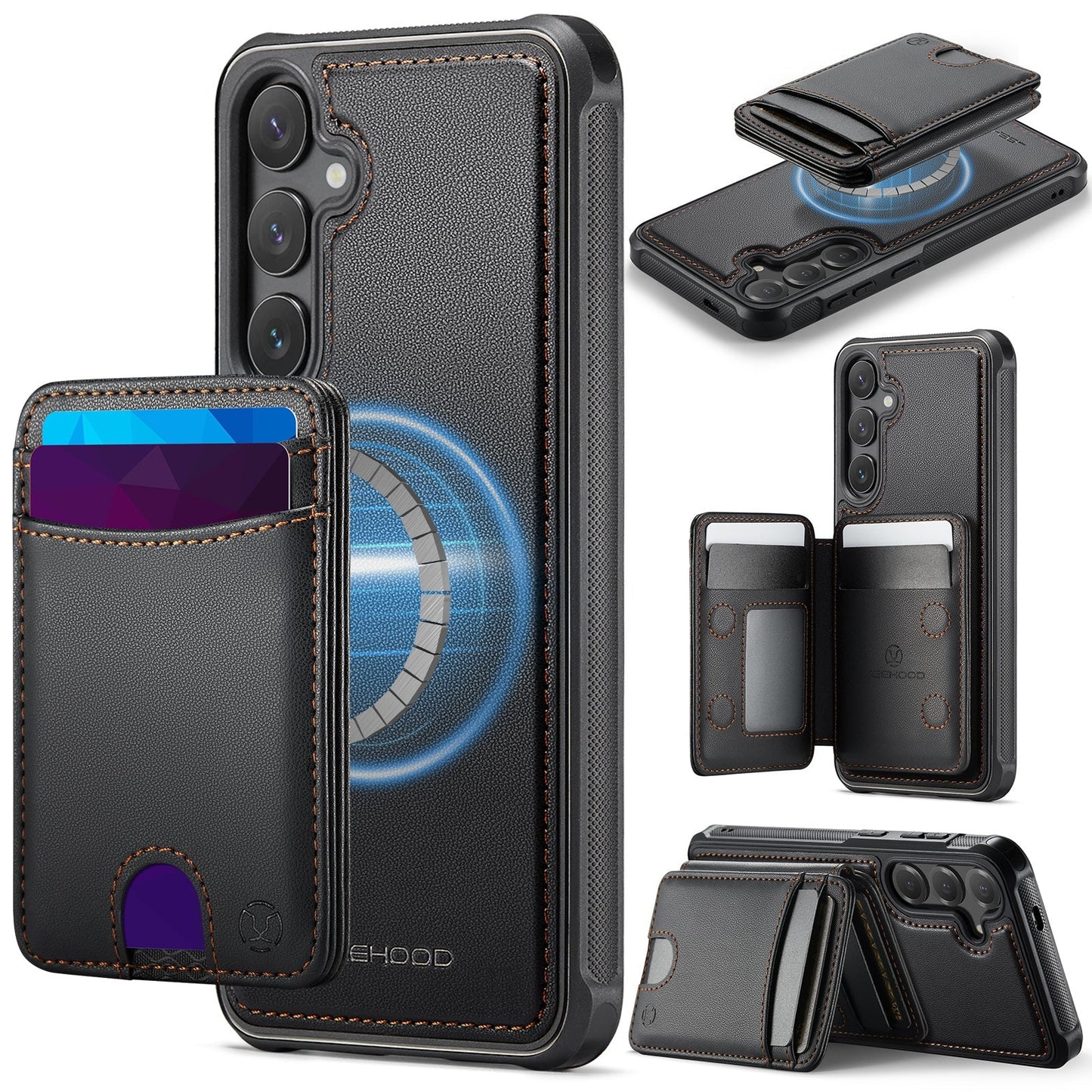 New 2-in-1 RFID Blocking Card Holder Leather Phone Case for Samsung Galaxy S25+