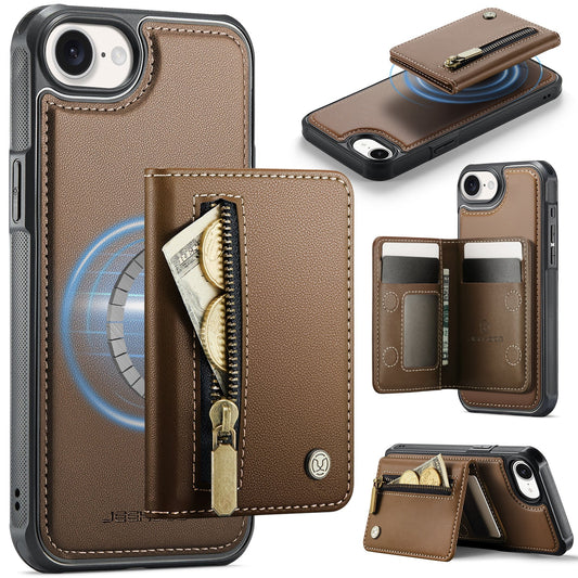 New 2-in-1 RFID Blocking Zipper Wallet Leather Phone Case for iPhone 16e