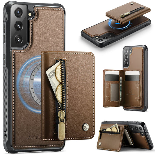 New 2-in-1 RFID Blocking Zipper Wallet Leather Phone Case for Samsung Galaxy S22