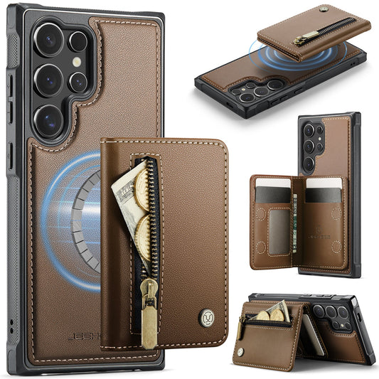 New 2-in-1 RFID Blocking Zipper Wallet Leather Phone Case for Samsung Galaxy S25 Ultra