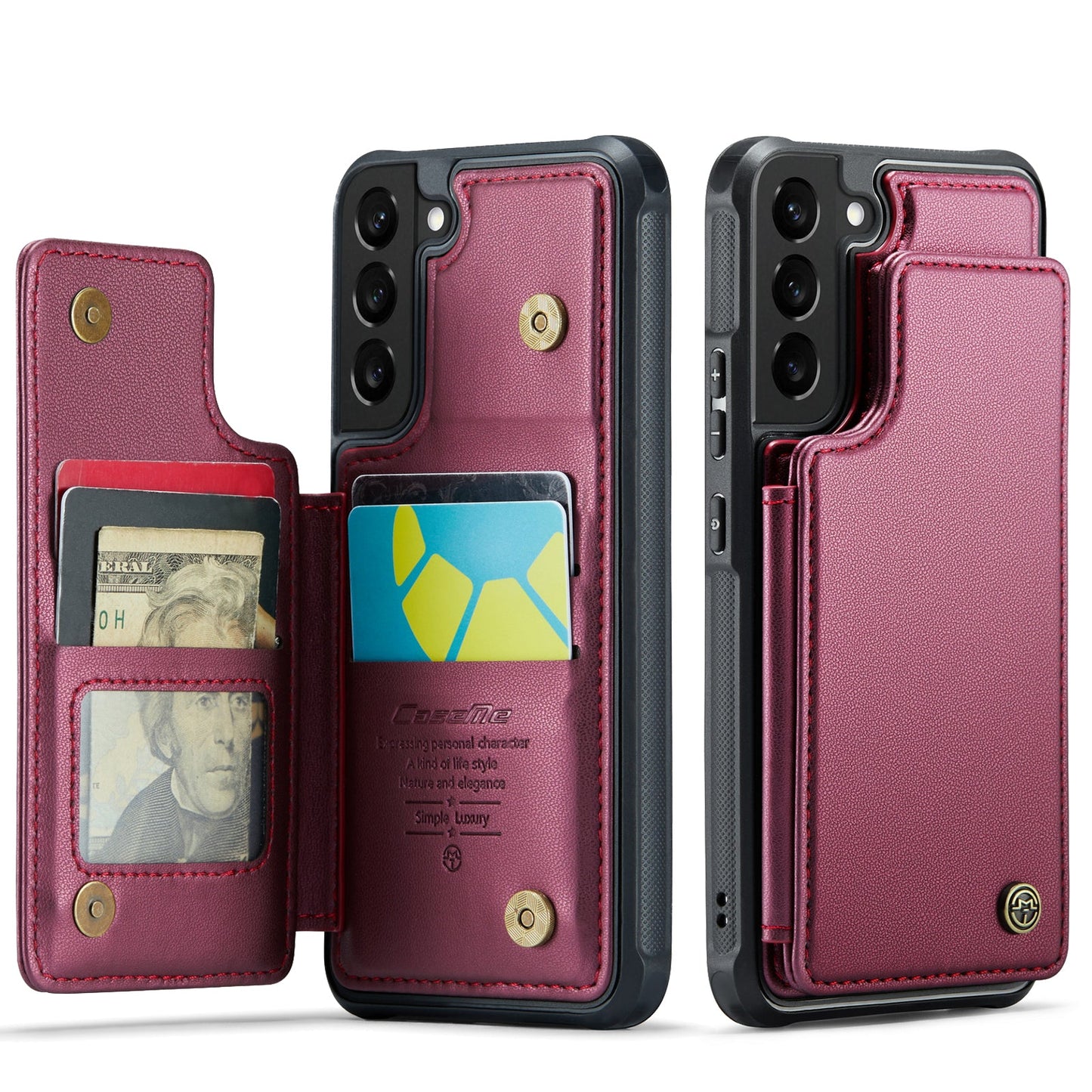 New RFID Blocking Card Holder Leather Phone Case for Samsung
