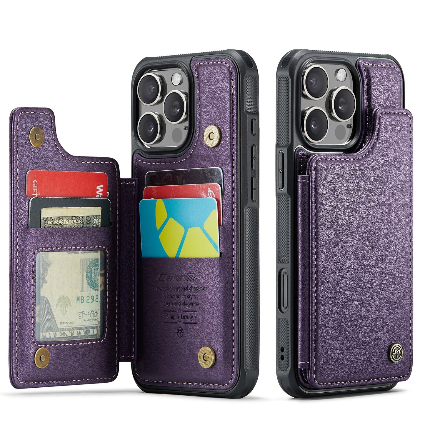 New RFID Blocking Card Holder Leather Phone Case for iPhone
