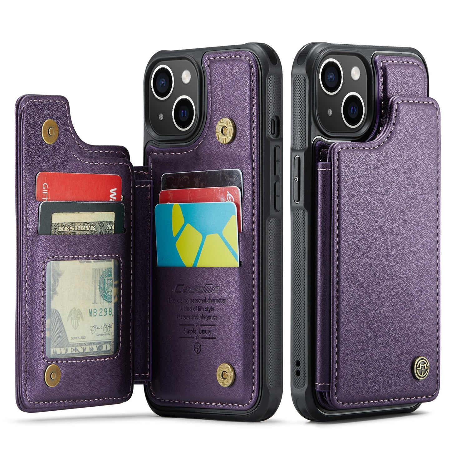 New RFID Blocking Card Holder Leather Phone Case for iPhone
