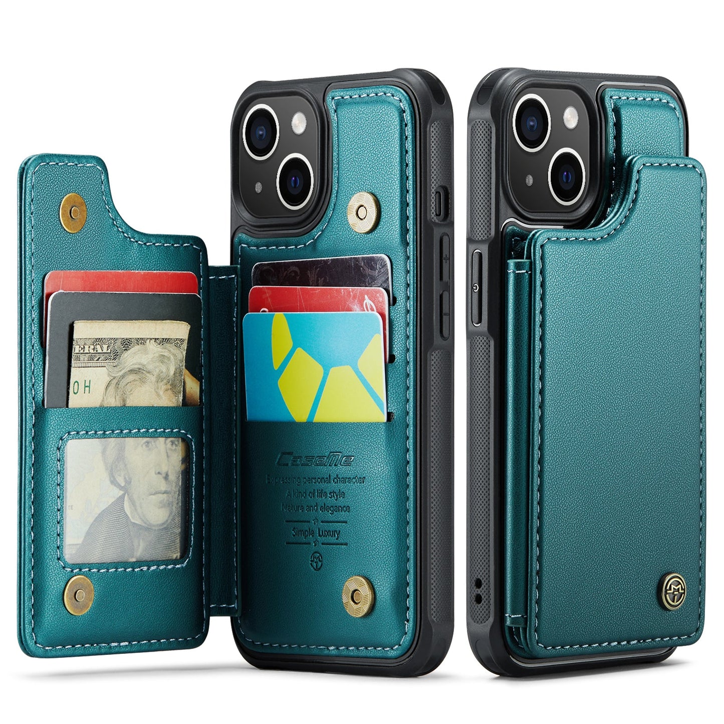 New RFID Blocking Card Holder Leather Phone Case for iPhone