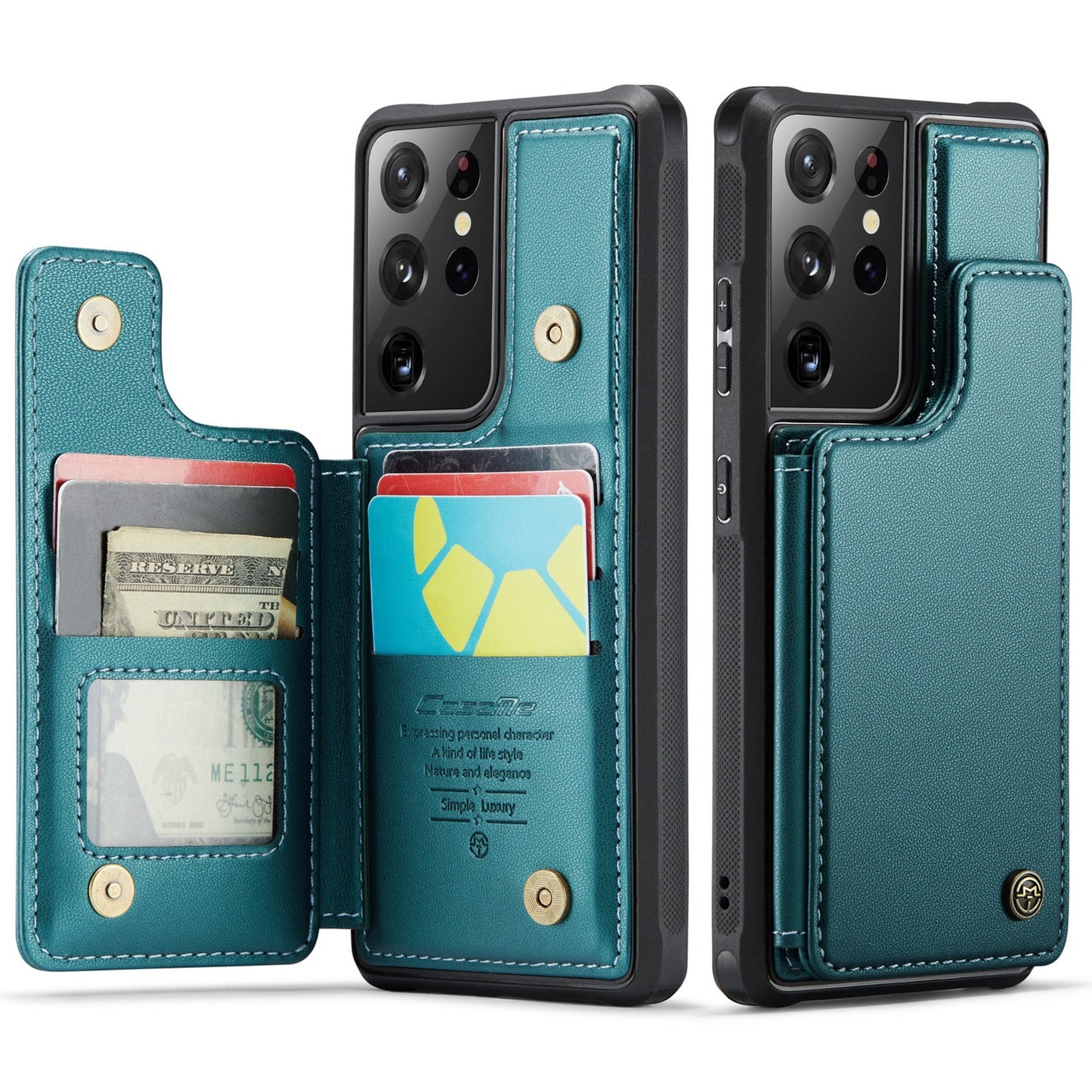 New RFID Blocking Card Holder Leather Phone Case for Samsung