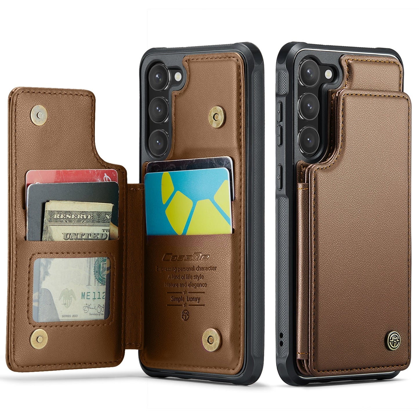 New RFID Blocking Card Holder Leather Phone Case for Samsung