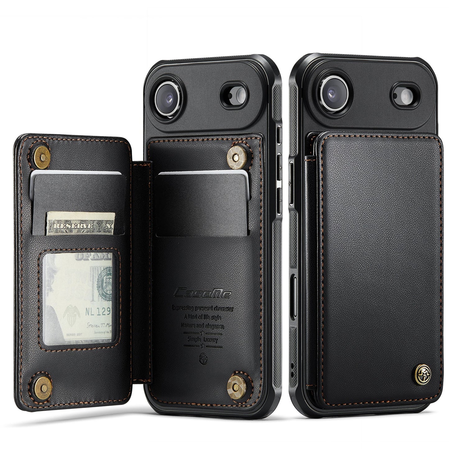 New RFID Blocking Card Holder Leather Phone Case for iPhone Air/17/17 Pro/17 Pro Max