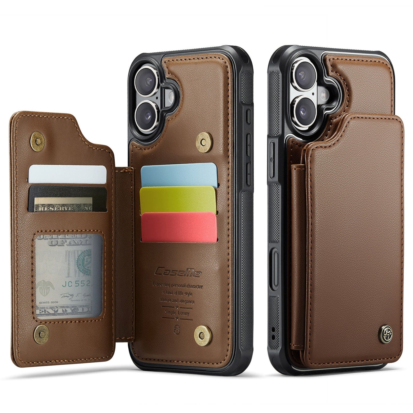 New RFID Blocking Card Holder Leather Phone Case for iPhone Air/17/17 Pro/17 Pro Max