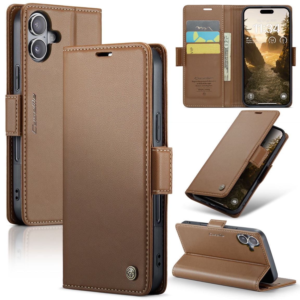 New RFID Blocking Card Holder Wireless Charging Phone Case for iPhone 16/16e/16 Pro/16 Plus/16 Pro Max