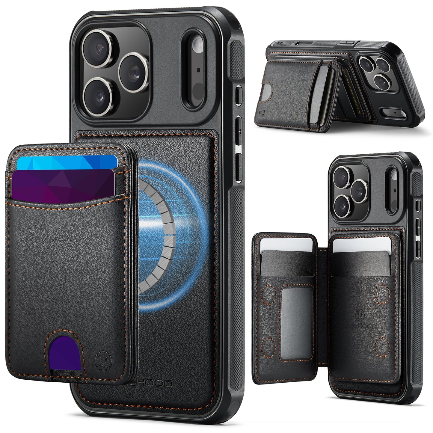 New 2-IN-1 RFID Blocking Card Holder Wallet Phone Case for iPhone Air/17/17 Pro/17 Pro Max