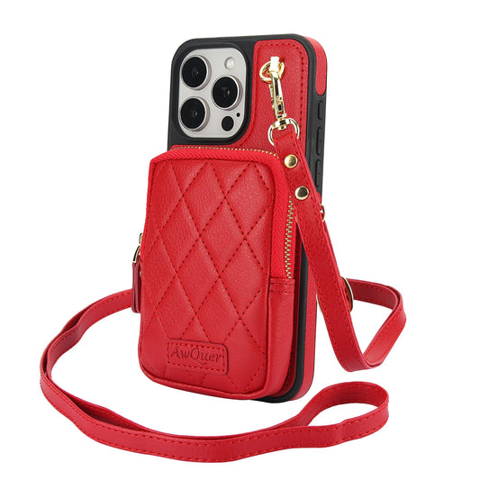 New Crossbody Zipper Wallet Leather Phone Case for iPhone