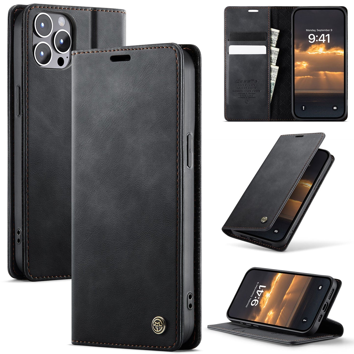 New RFID Blocking Card Holder Leather Phone Case for iPhone 12 Pro Max