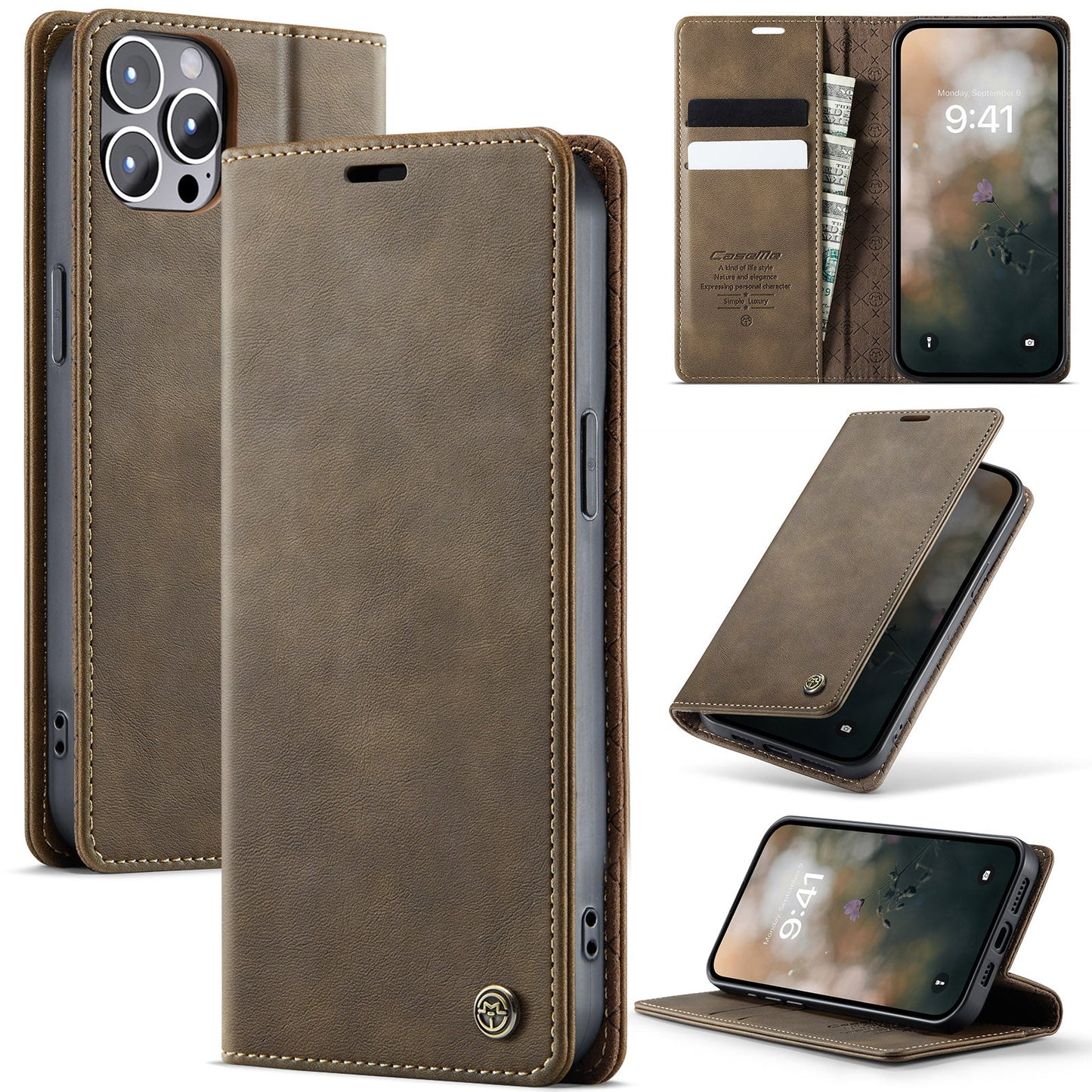 New RFID Blocking Card Holder Leather Phone Case for iPhone 12 Pro Max