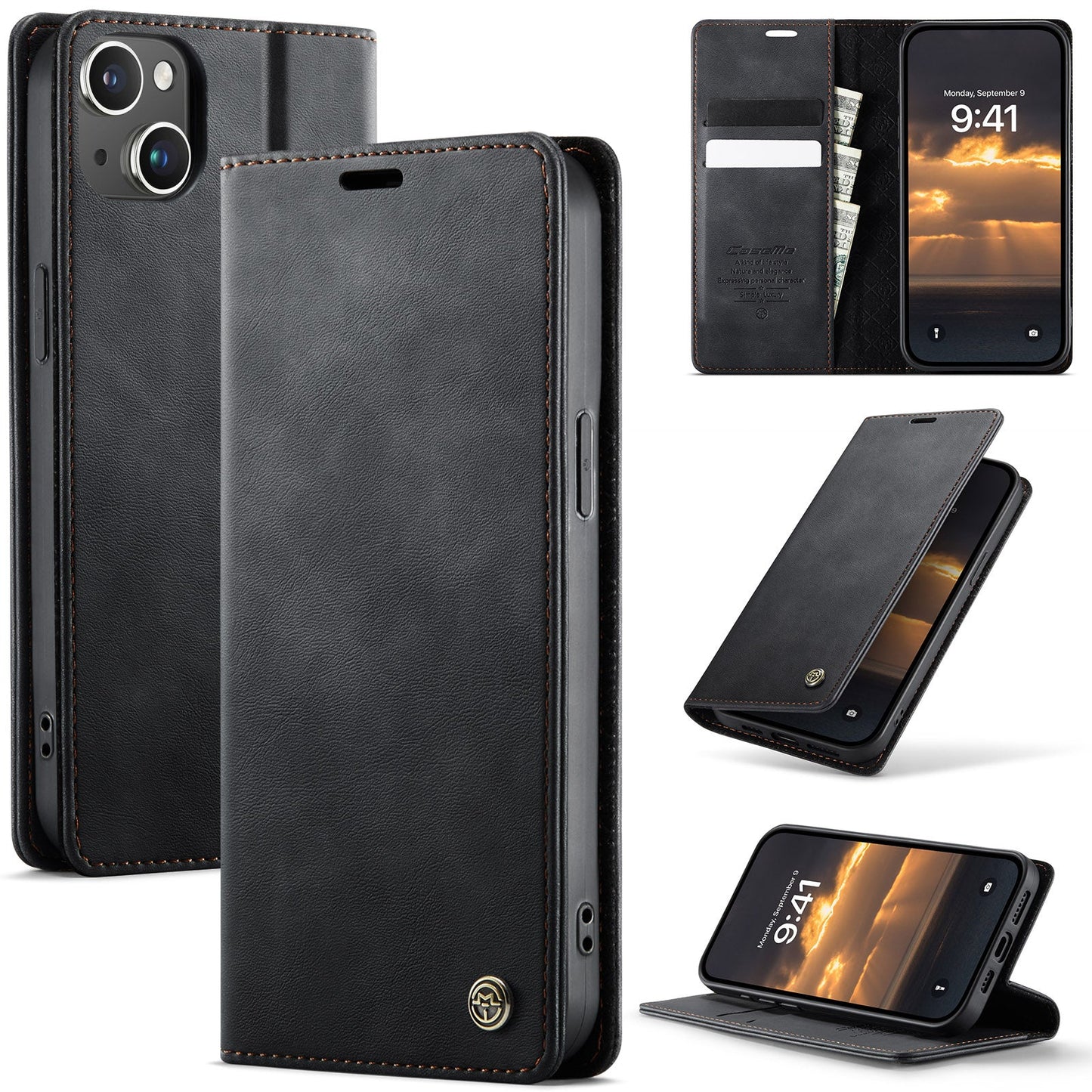 New RFID Blocking Card Holder Leather Phone Case for iPhone 15