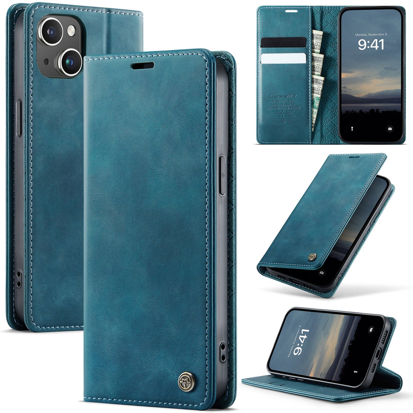 New RFID Blocking Card Holder Leather Phone Case for iPhone 15