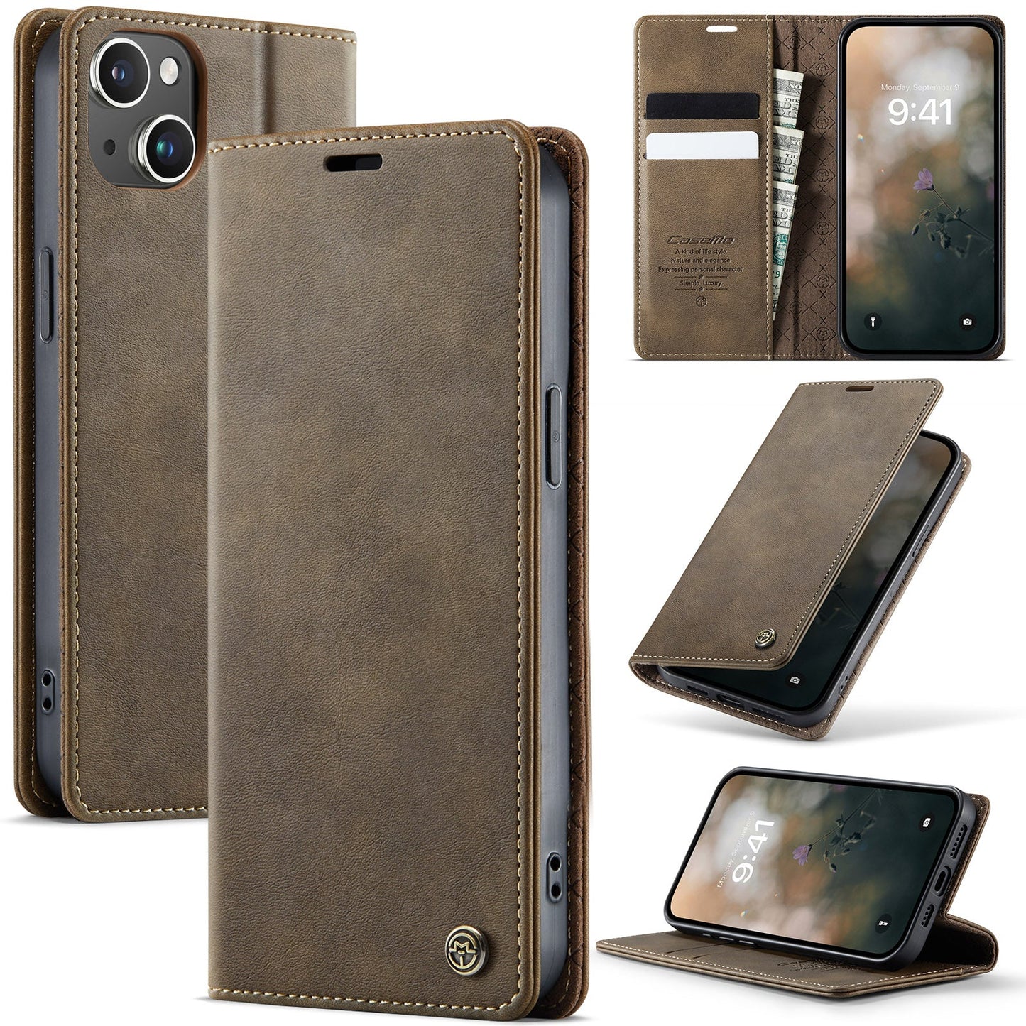 New RFID Blocking Card Holder Leather Phone Case for iPhone 15