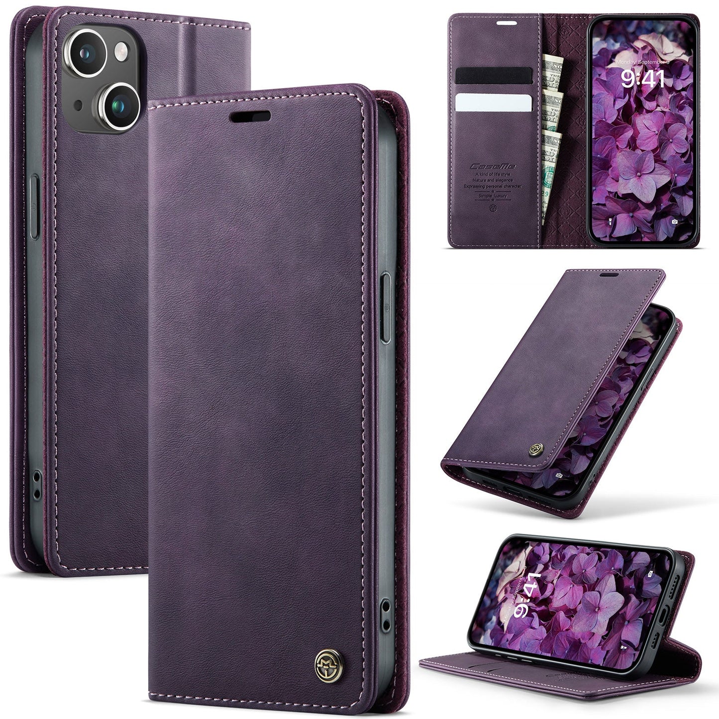 New RFID Blocking Card Holder Leather Phone Case for iPhone 15