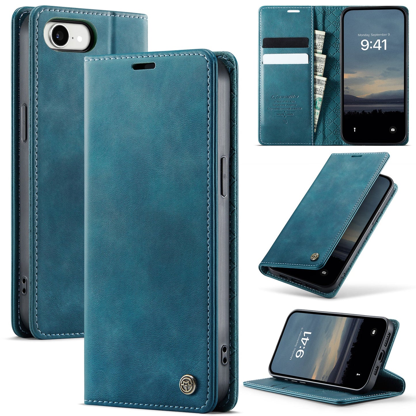 New RFID Blocking Card Holder Leather Phone Case for iPhone 16e
