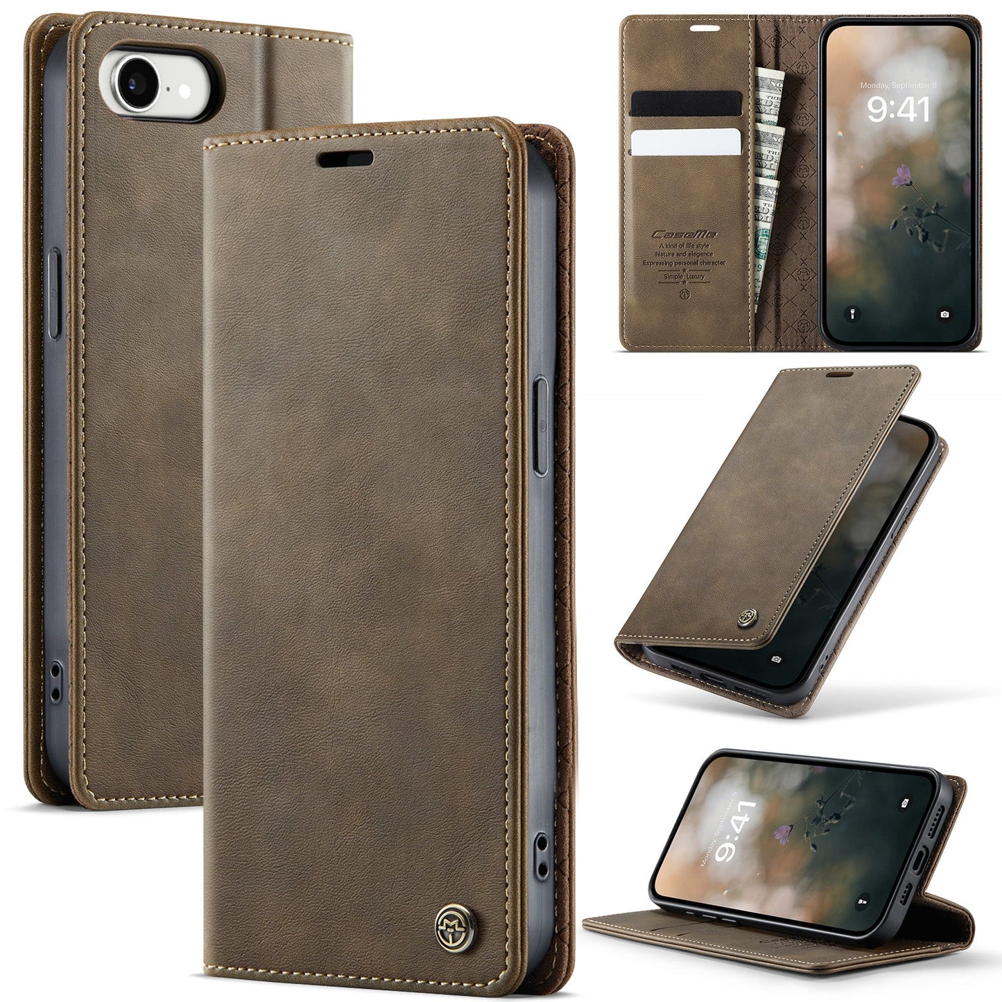 New RFID Blocking Card Holder Leather Phone Case for iPhone 16e