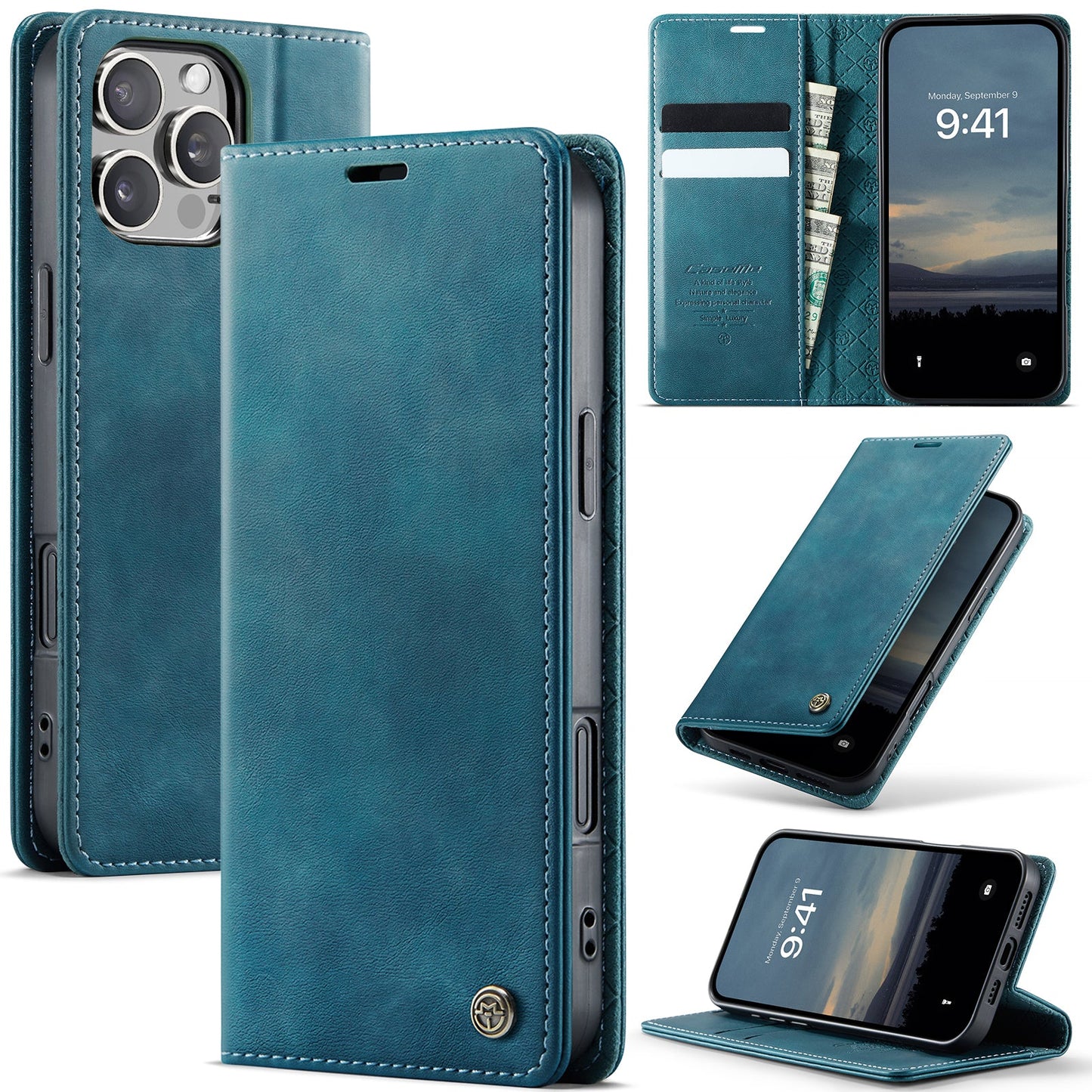 New RFID Blocking Card Holder Leather Phone Case for iPhone 16 Pro Max