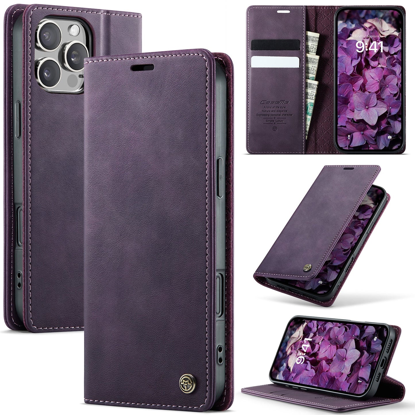 New RFID Blocking Card Holder Leather Phone Case for iPhone 16 Pro Max