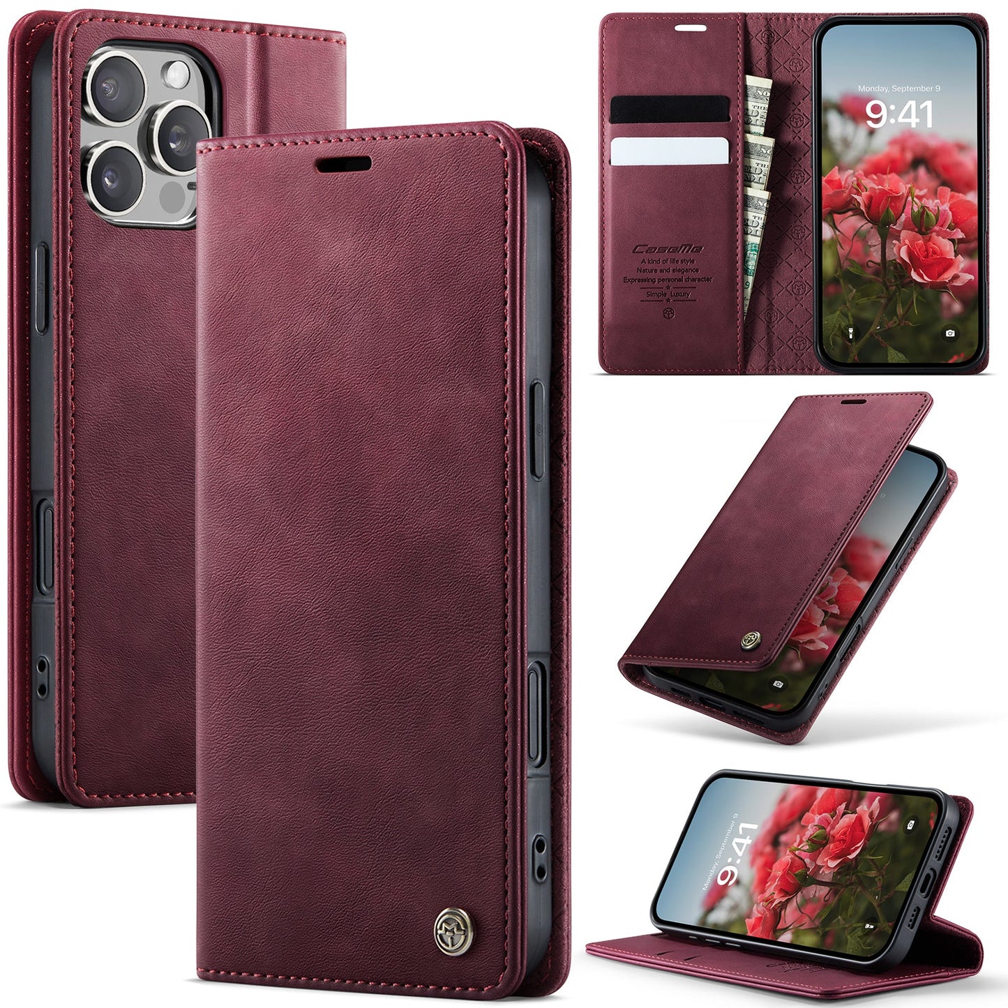 New RFID Blocking Card Holder Leather Phone Case for iPhone 16 Pro
