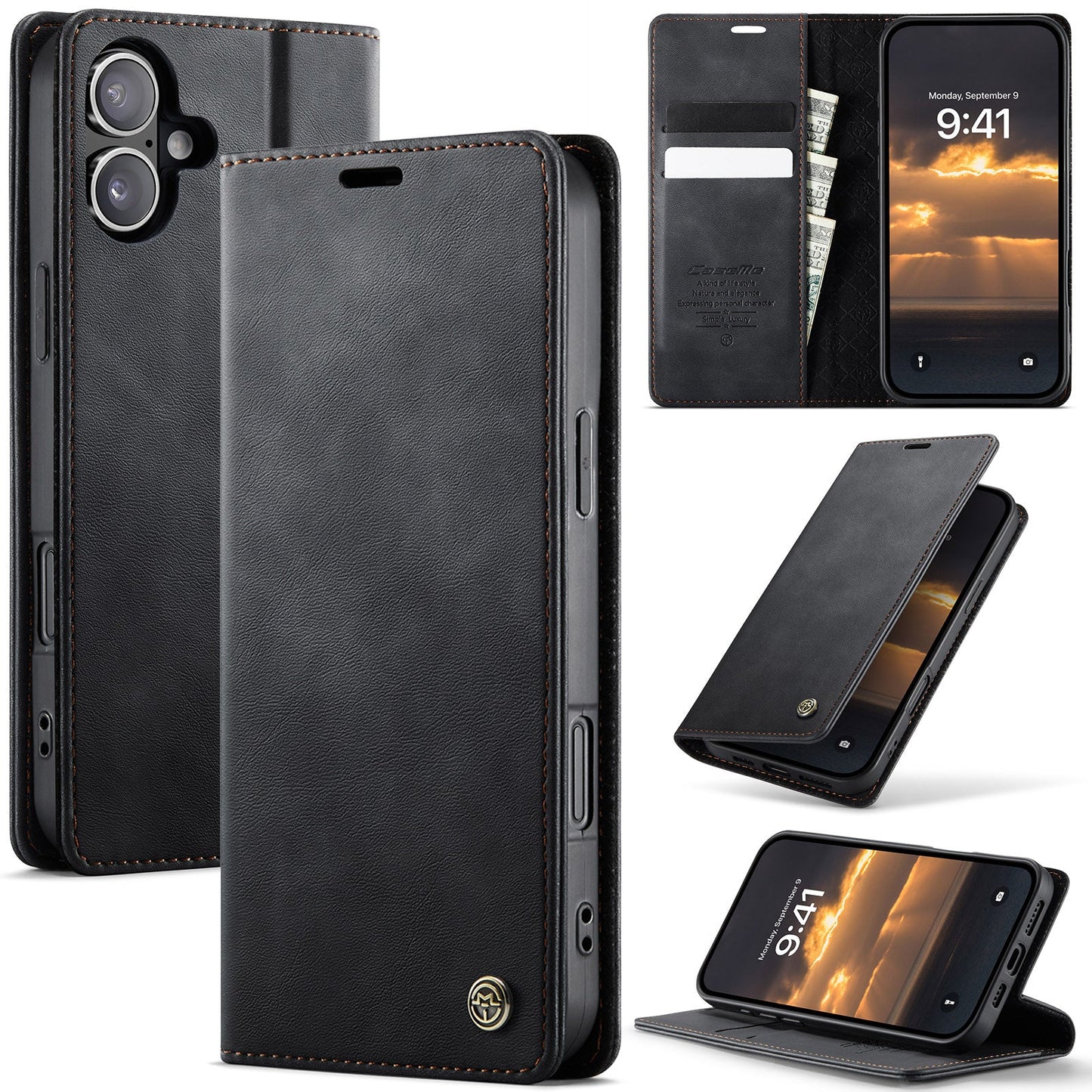 New RFID Blocking Card Holder Leather Phone Case for iPhone 17