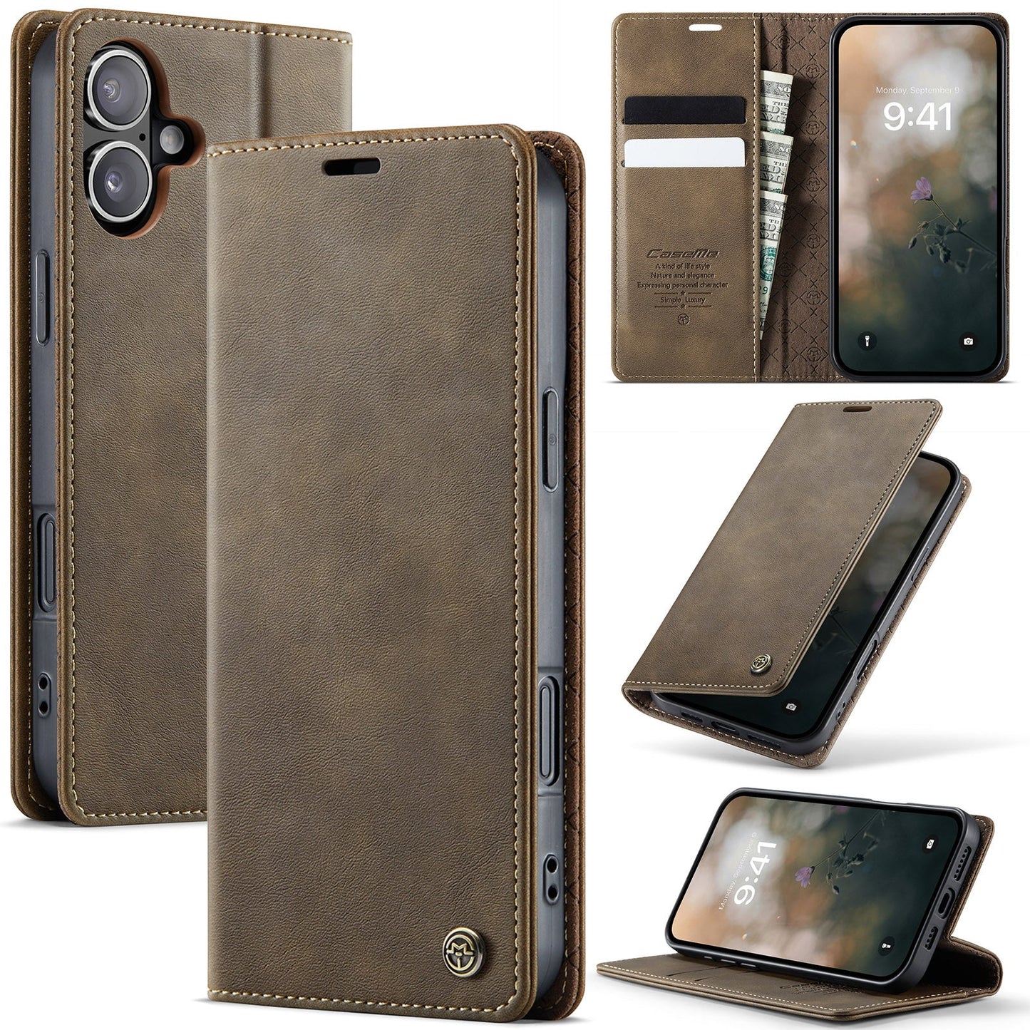 New RFID Blocking Card Holder Leather Phone Case for iPhone 17