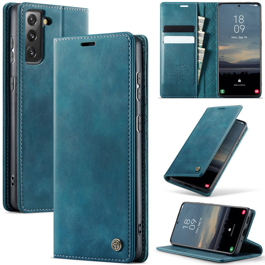 New RFID Blocking Card Holder Leather Phone Case for Samsung Galaxy S21+
