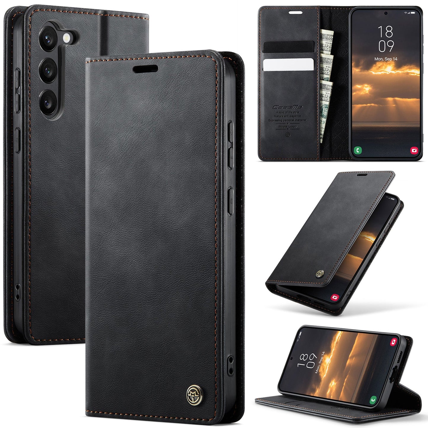 New RFID Blocking Card Holder Leather Phone Case for Samsung Galaxy S23