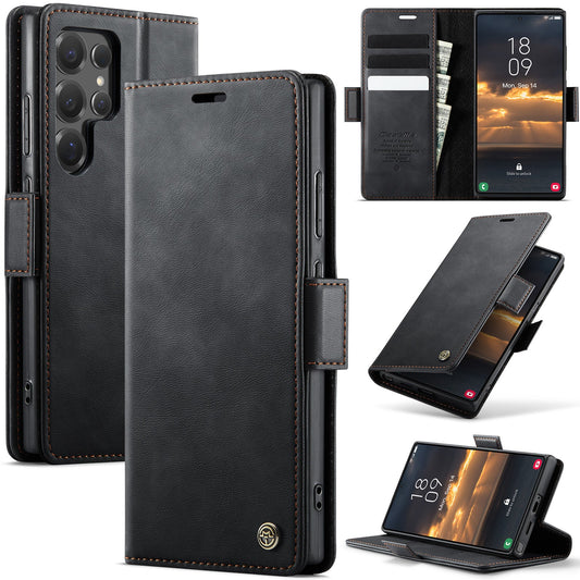 New RFID Blocking Card Holder Leather Phone Case for Samsung Galaxy S25 Ultra