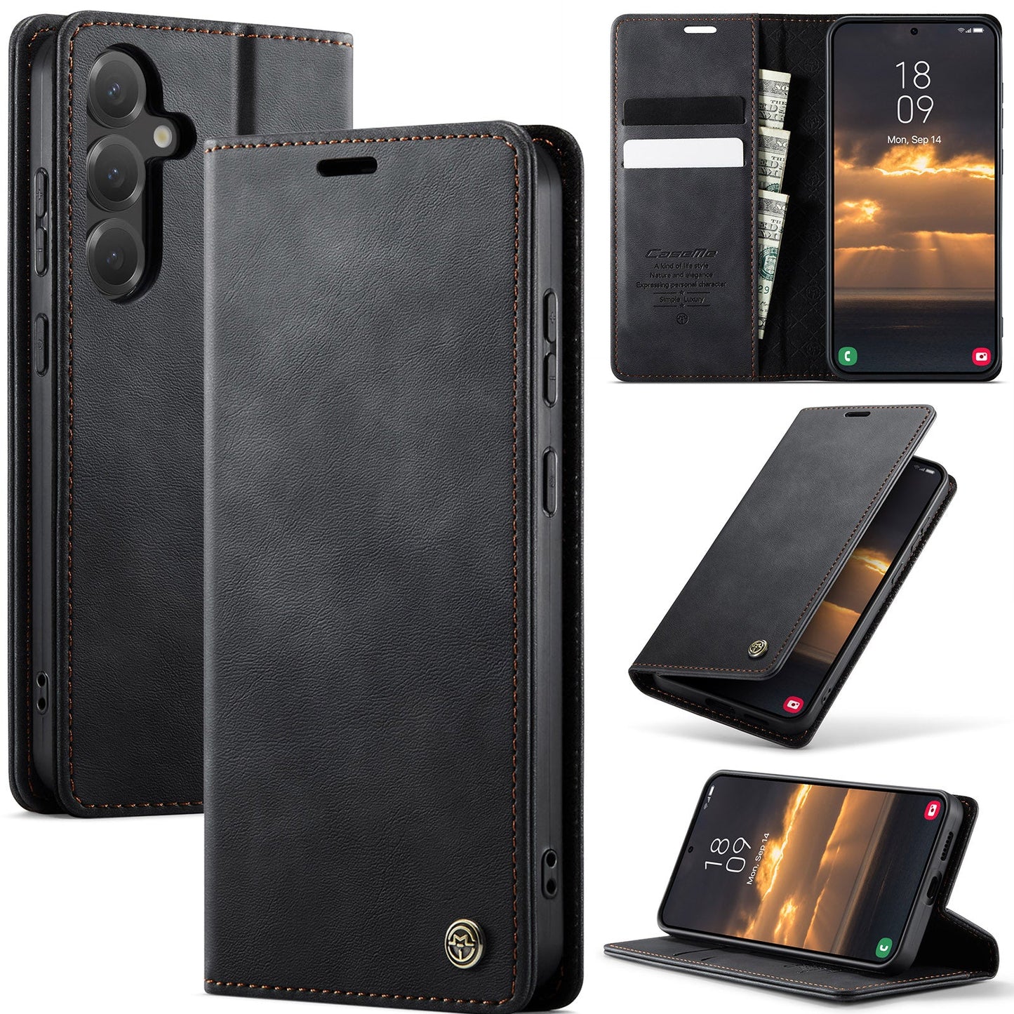 New RFID Blocking Card Holder Leather Phone Case for Samsung Galaxy A16