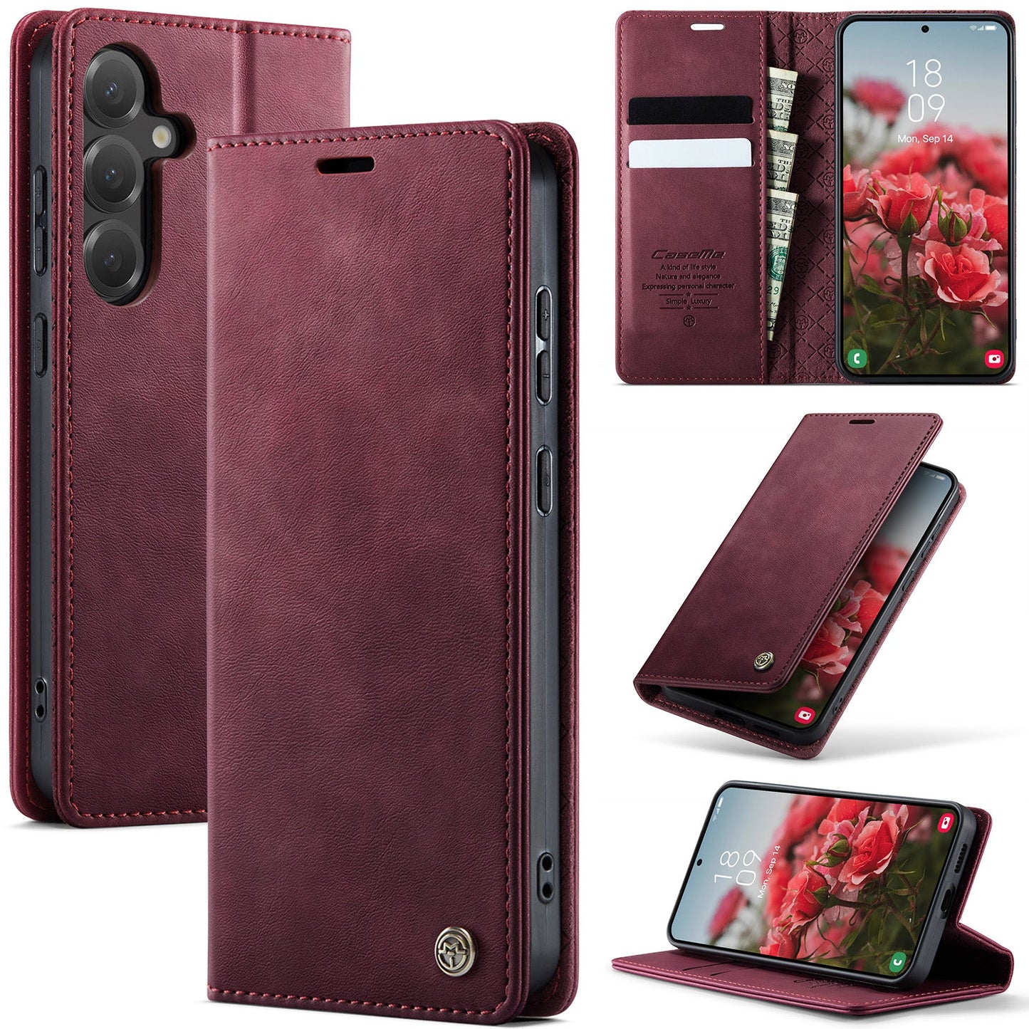 New RFID Blocking Card Holder Leather Phone Case for Samsung Galaxy S25+