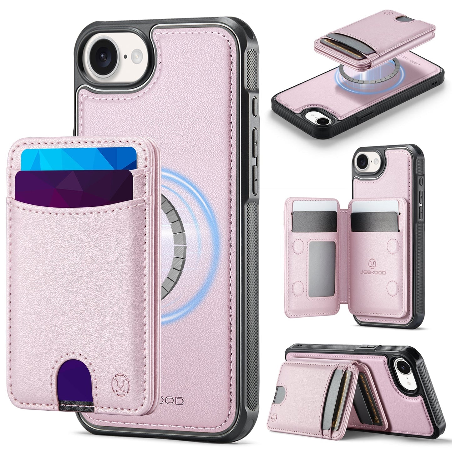 New 2-in-1 RFID Blocking Card Holder Leather Phone Case for iPhone 16e