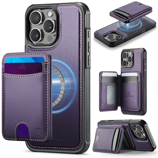 New 2-in-1 RFID Blocking Card Holder Leather Phone Case for iPhone 16 Pro