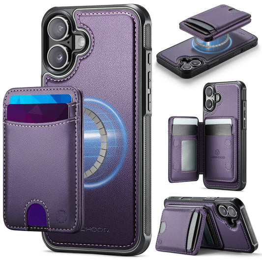 New 2-in-1 RFID Blocking Card Holder Leather Phone Case for iPhone 16 Plus