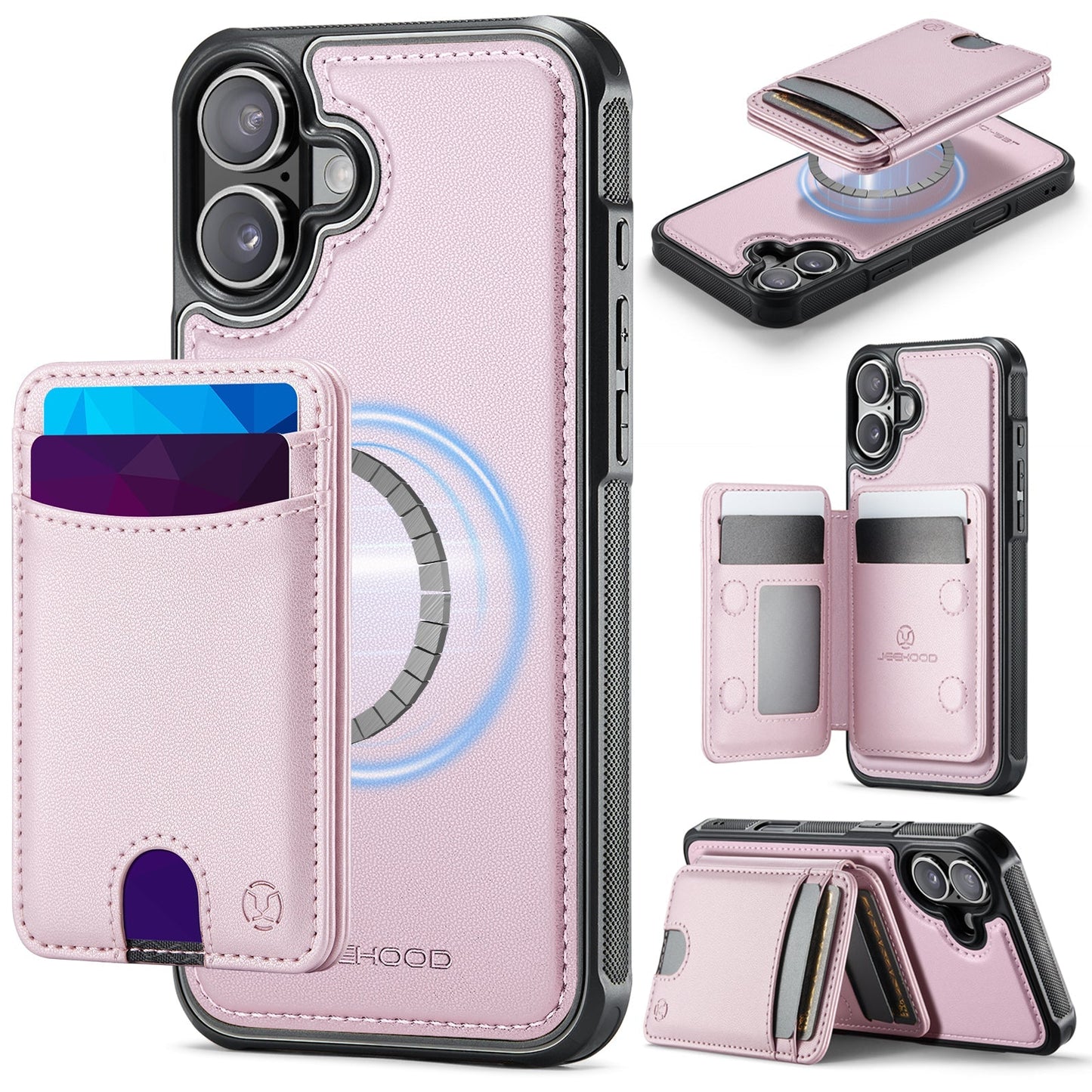 New 2-in-1 RFID Blocking Card Holder Leather Phone Case for iPhone 17