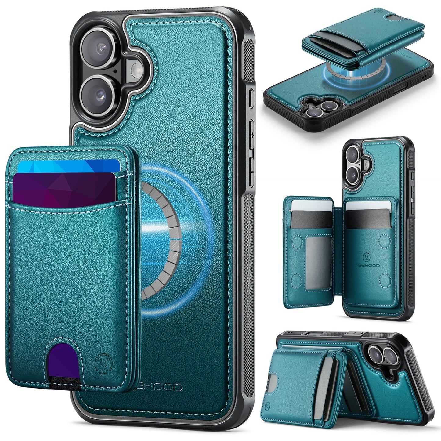 New 2-in-1 RFID Blocking Card Holder Leather Phone Case for iPhone 17