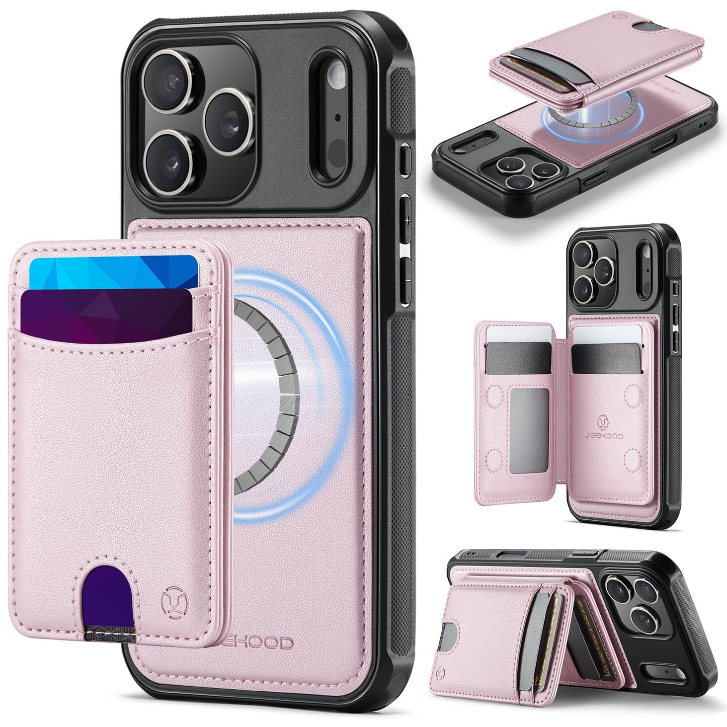 New 2-in-1 RFID Blocking Card Holder Leather Phone Case for iPhone 17 Pro