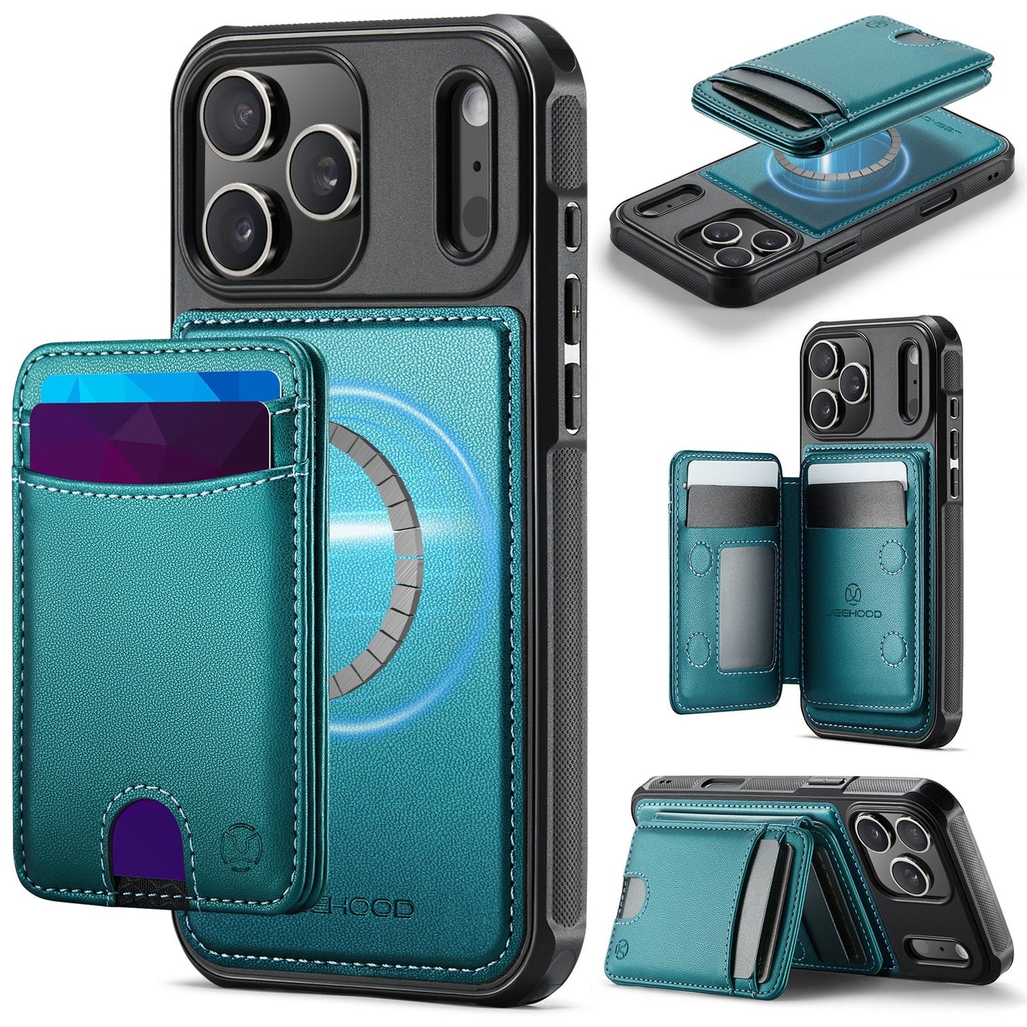 New 2-in-1 RFID Blocking Card Holder Leather Phone Case for iPhone 17 Pro Max