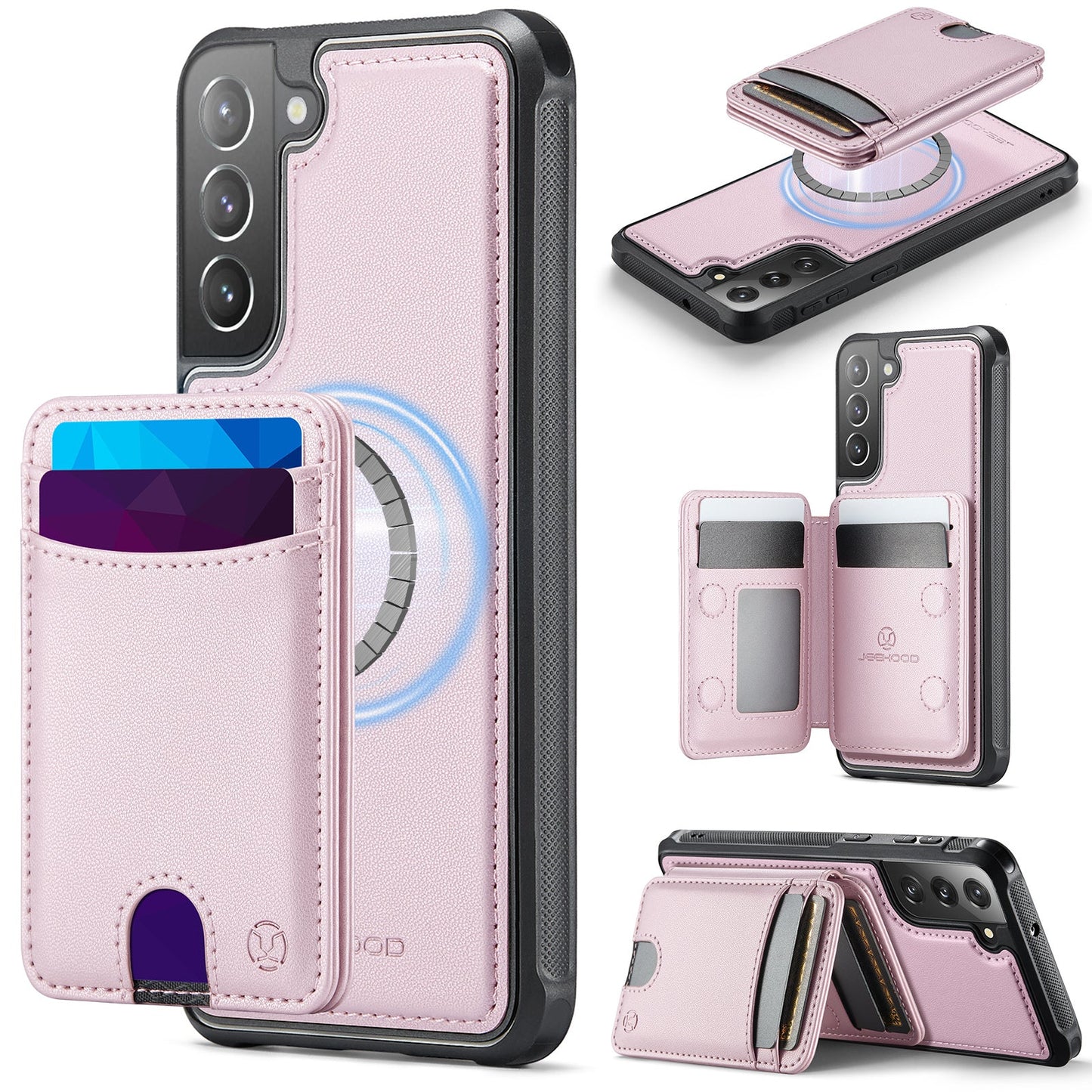 New 2-in-1 RFID Blocking Card Holder Leather Phone Case for Samsung Galaxy S22+