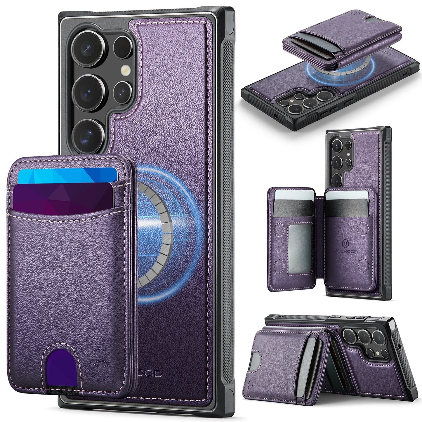 New 2-in-1 RFID Blocking Card Holder Leather Phone Case for Samsung Galaxy S23 Ultra