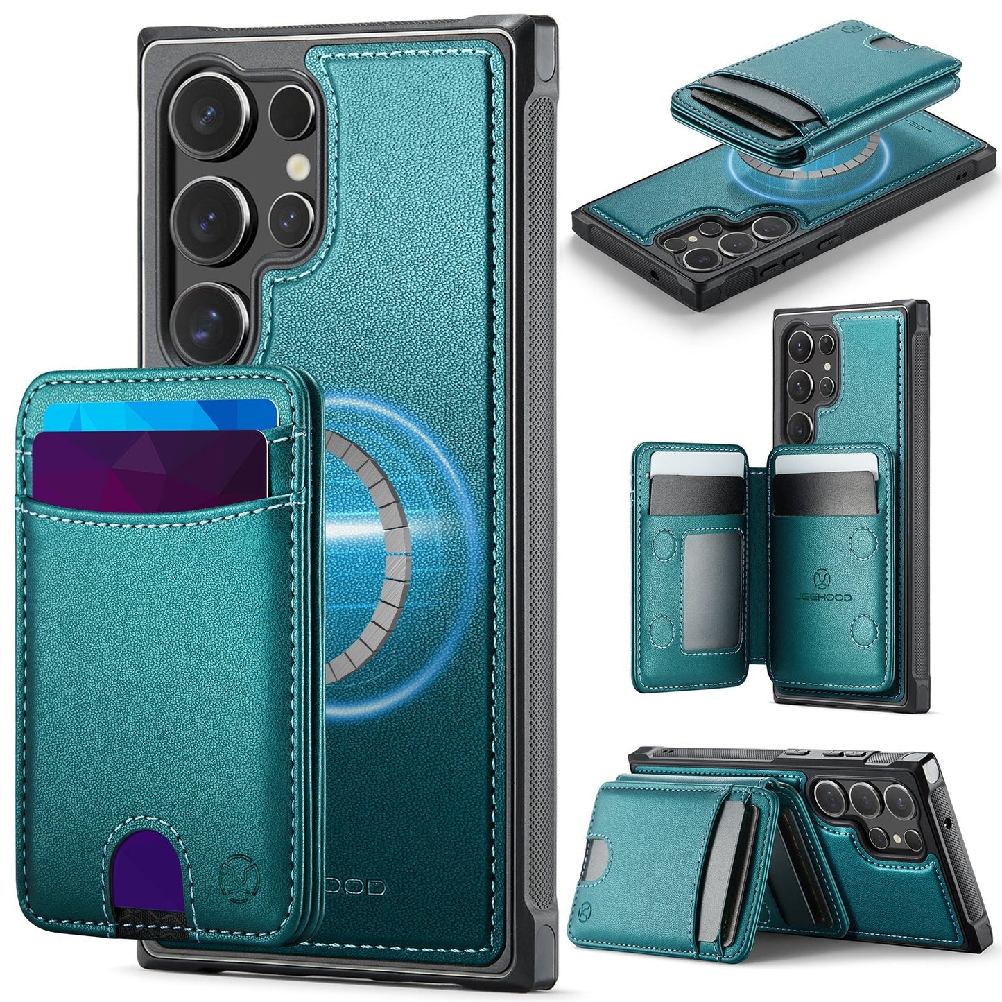 New 2-in-1 RFID Blocking Card Holder Leather Phone Case for Samsung Galaxy S23 Ultra