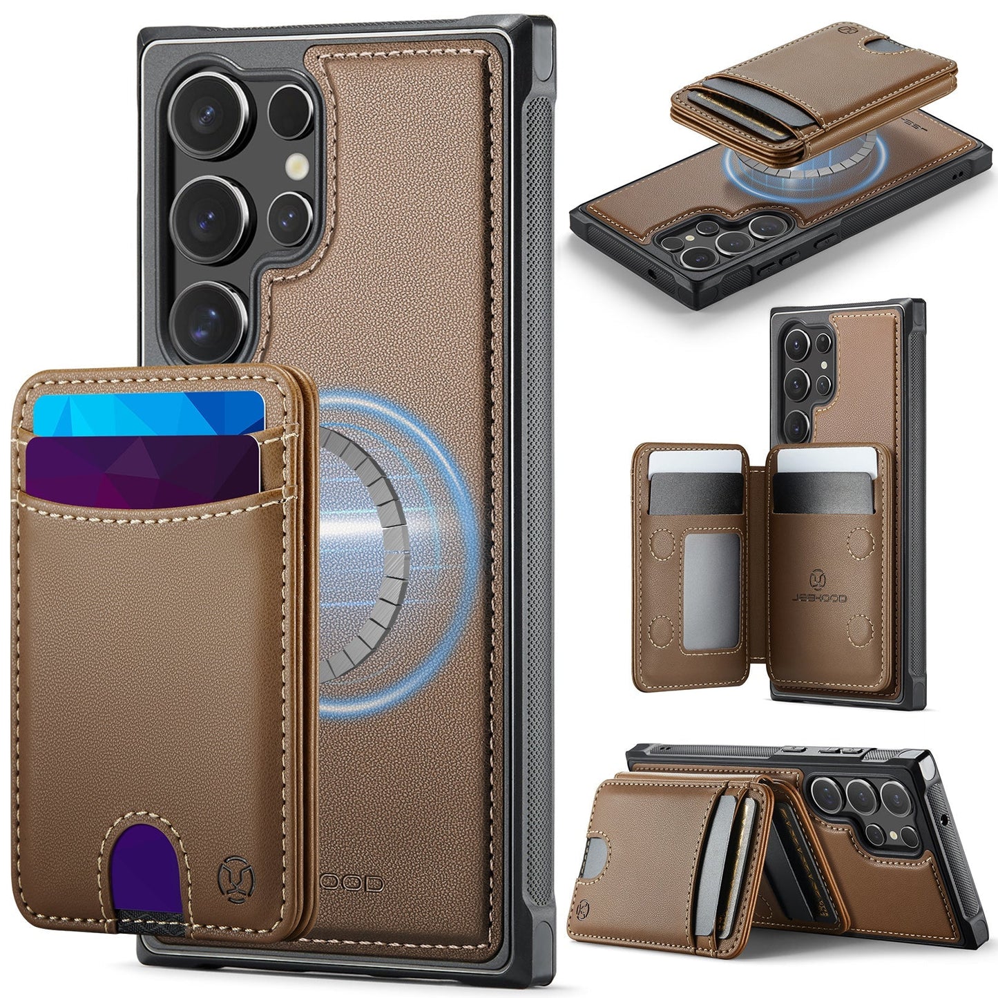 New 2-in-1 RFID Blocking Card Holder Leather Phone Case for Samsung Galaxy S23 Ultra