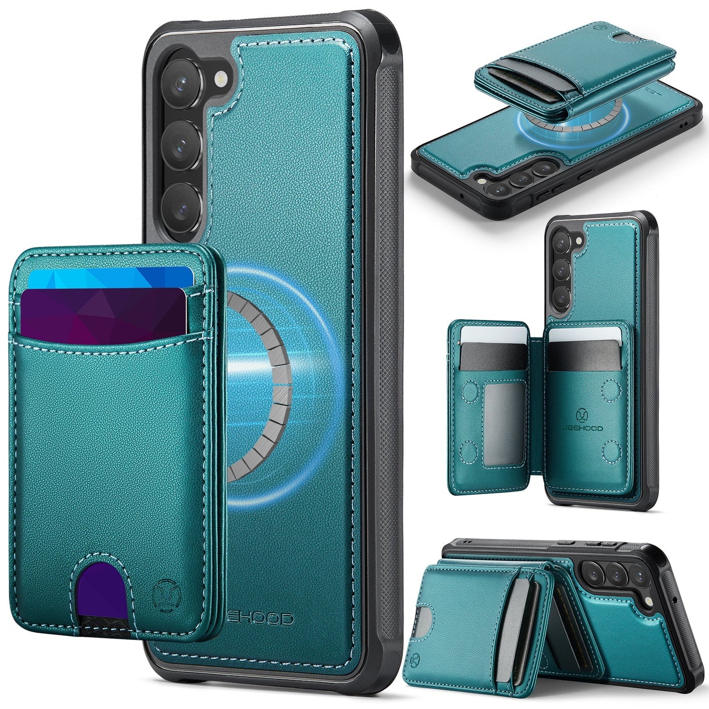 New 2-in-1 RFID Blocking Card Holder Leather Phone Case for Samsung Galaxy S23+