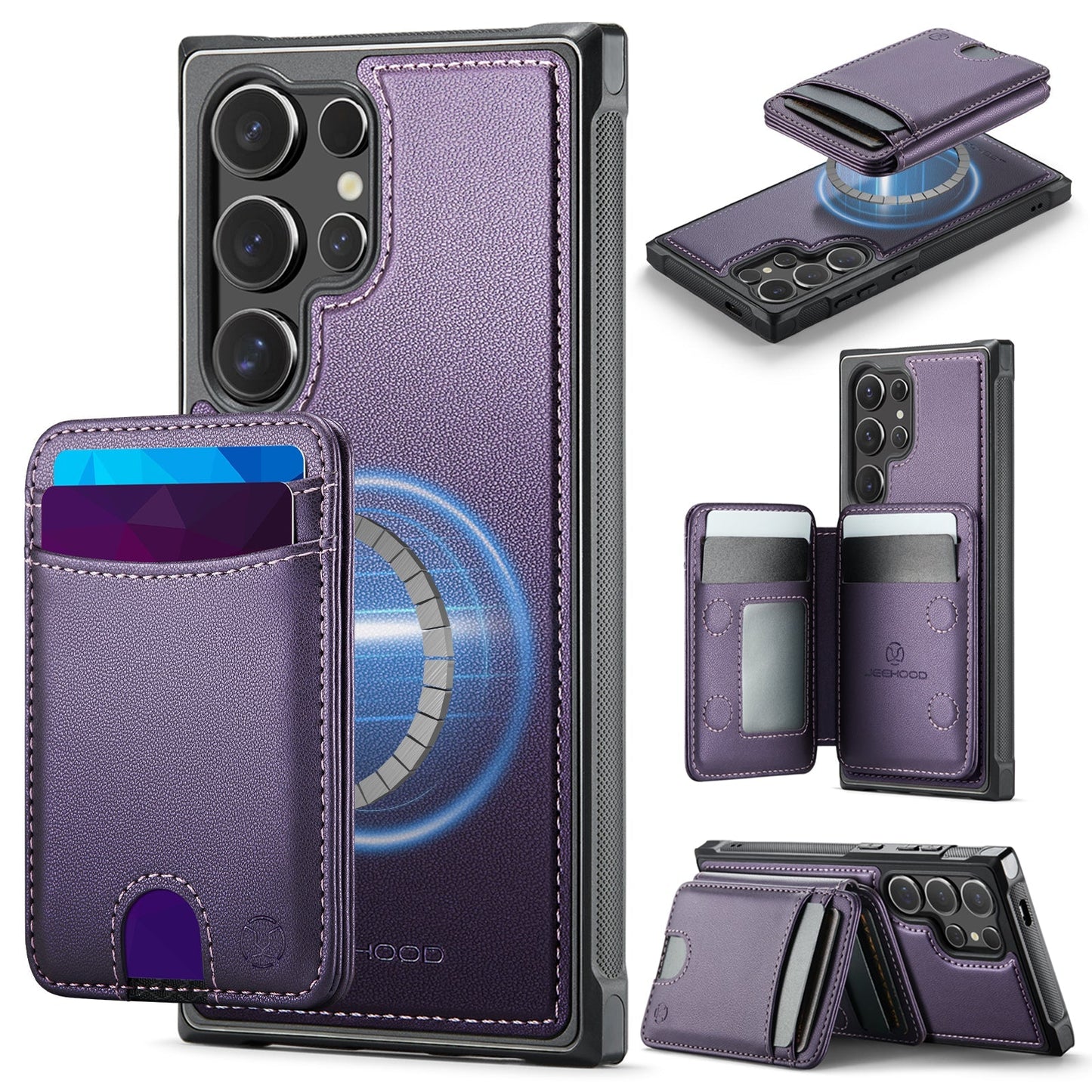 New 2-in-1 RFID Blocking Card Holder Leather Phone Case for Samsung Galaxy S24 Ultra
