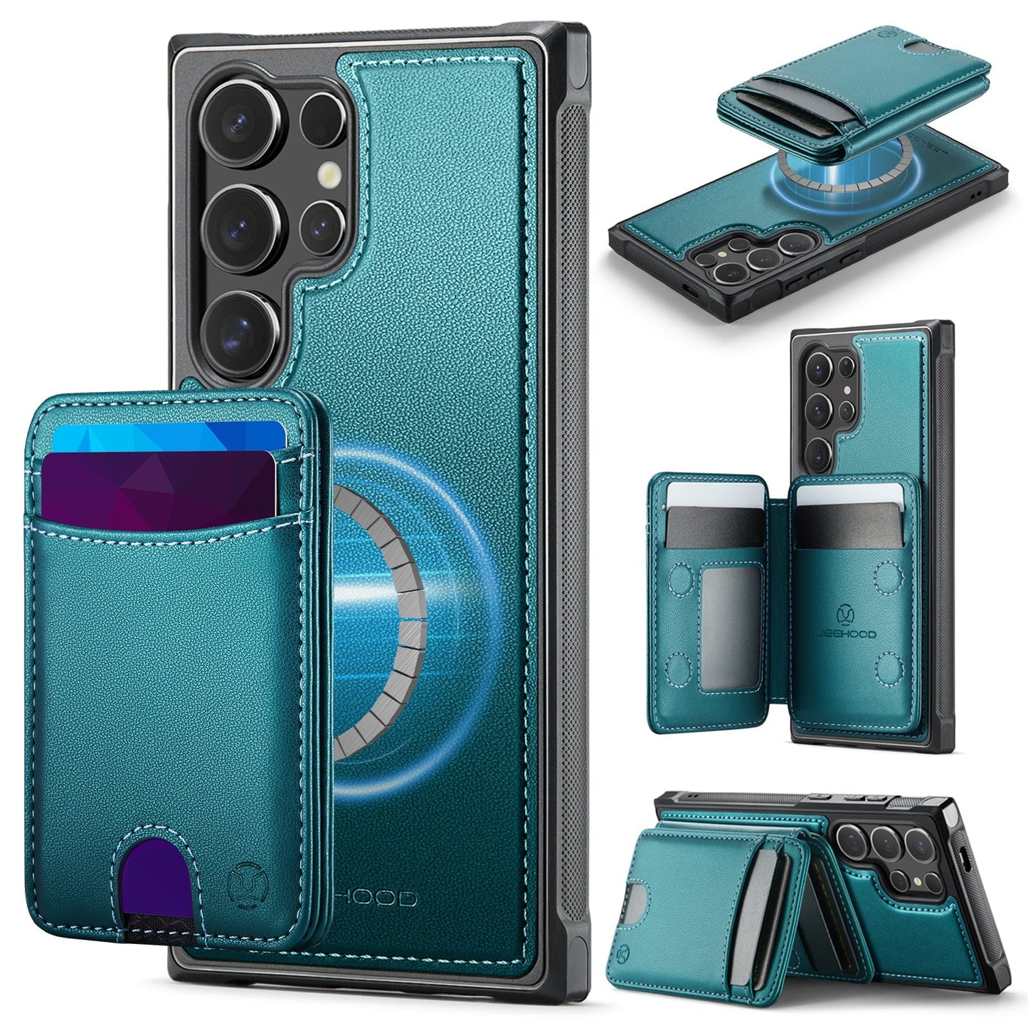 New 2-in-1 RFID Blocking Card Holder Leather Phone Case for Samsung Galaxy S24 Ultra